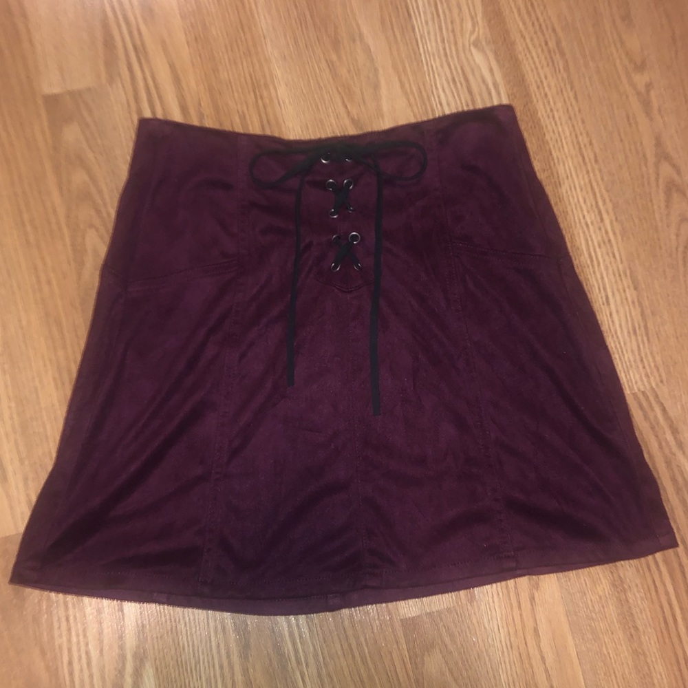 Velvet Maroon & Black Tie Material Girl Skirt